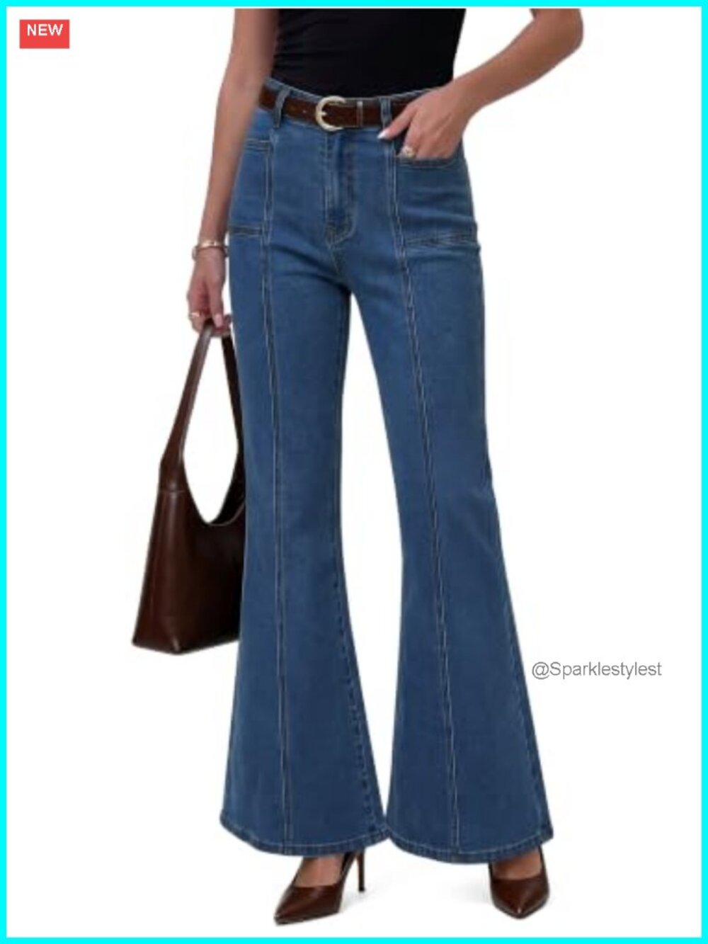 Women's High Waist Flare Jeans Stretchy Bell Bottom Denim Pants
